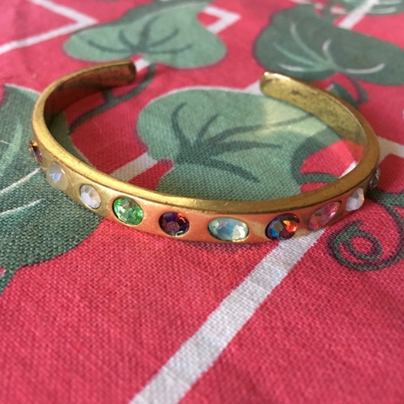J. Crew Multi Color Rhinestone Bangle Bracelet - Picture 2 of 7